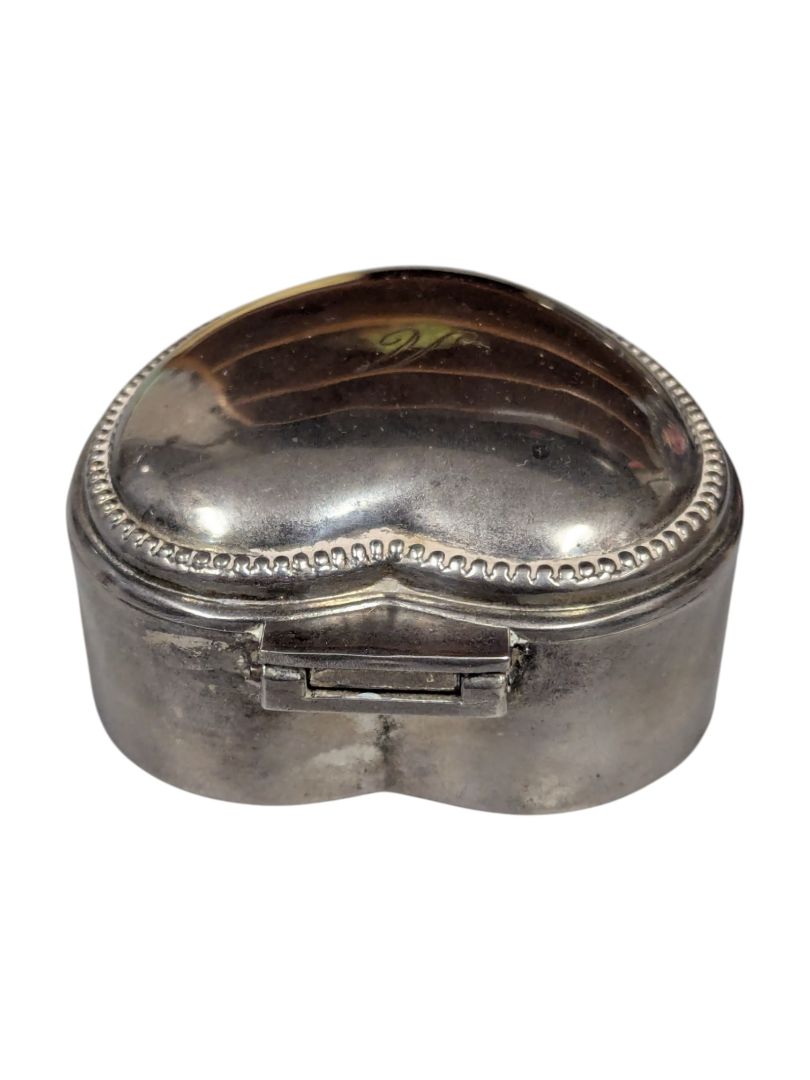 Vintage Silvertone Heart Shape Jewelry Box
