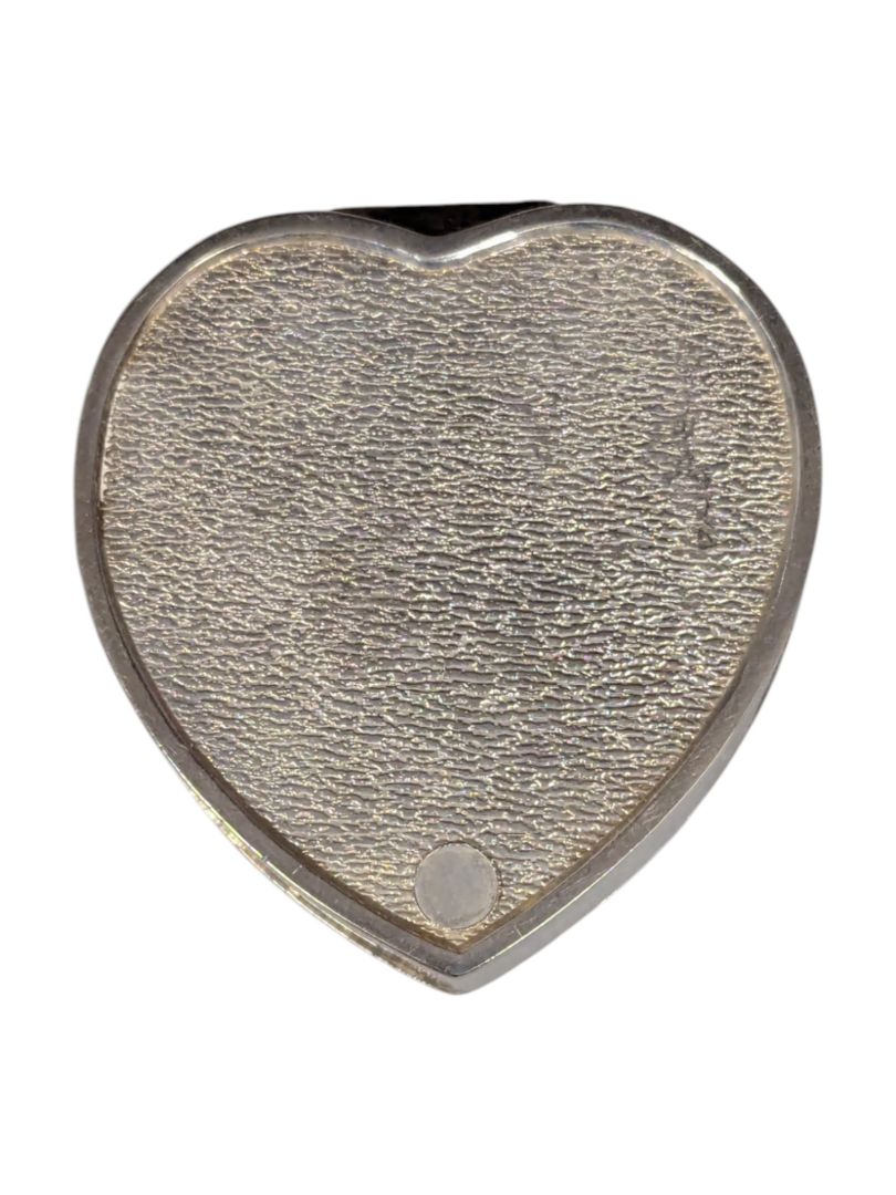 Vintage Silvertone Heart Shape Jewelry Box