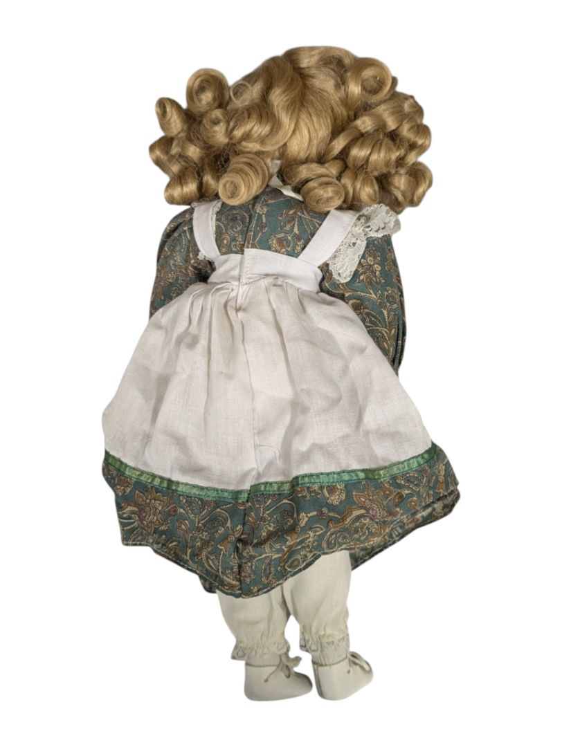 Victorian Style Porcelain Doll with Curly Blonde Hair
