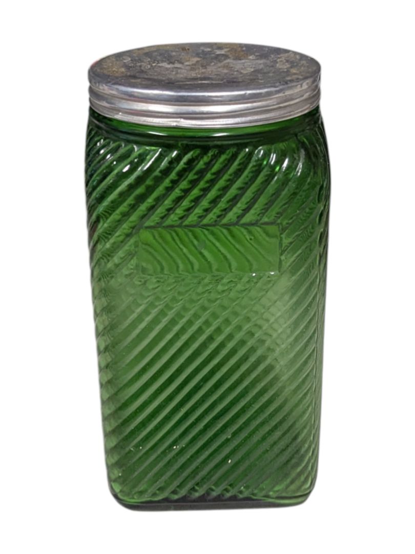 Depression Era Green Ribbed Jar