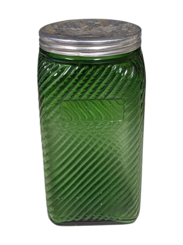 Depression Era Green Ribbed Jar
