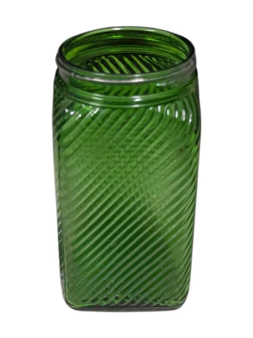 Depression Era Green Ribbed Jar