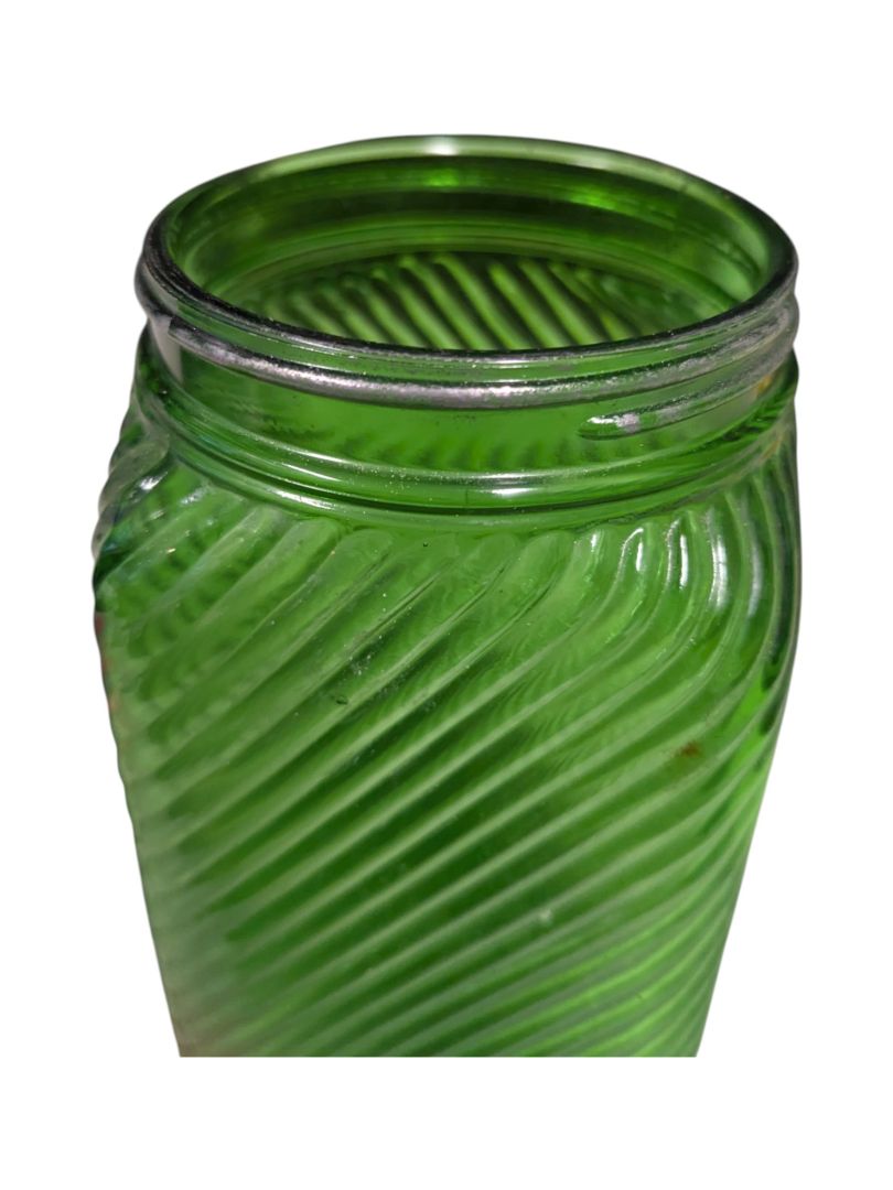 Depression Era Green Ribbed Jar
