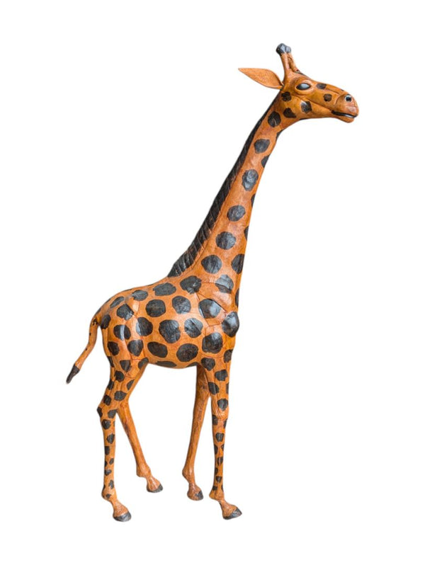 Genuine Leather Giraffe Sculpture