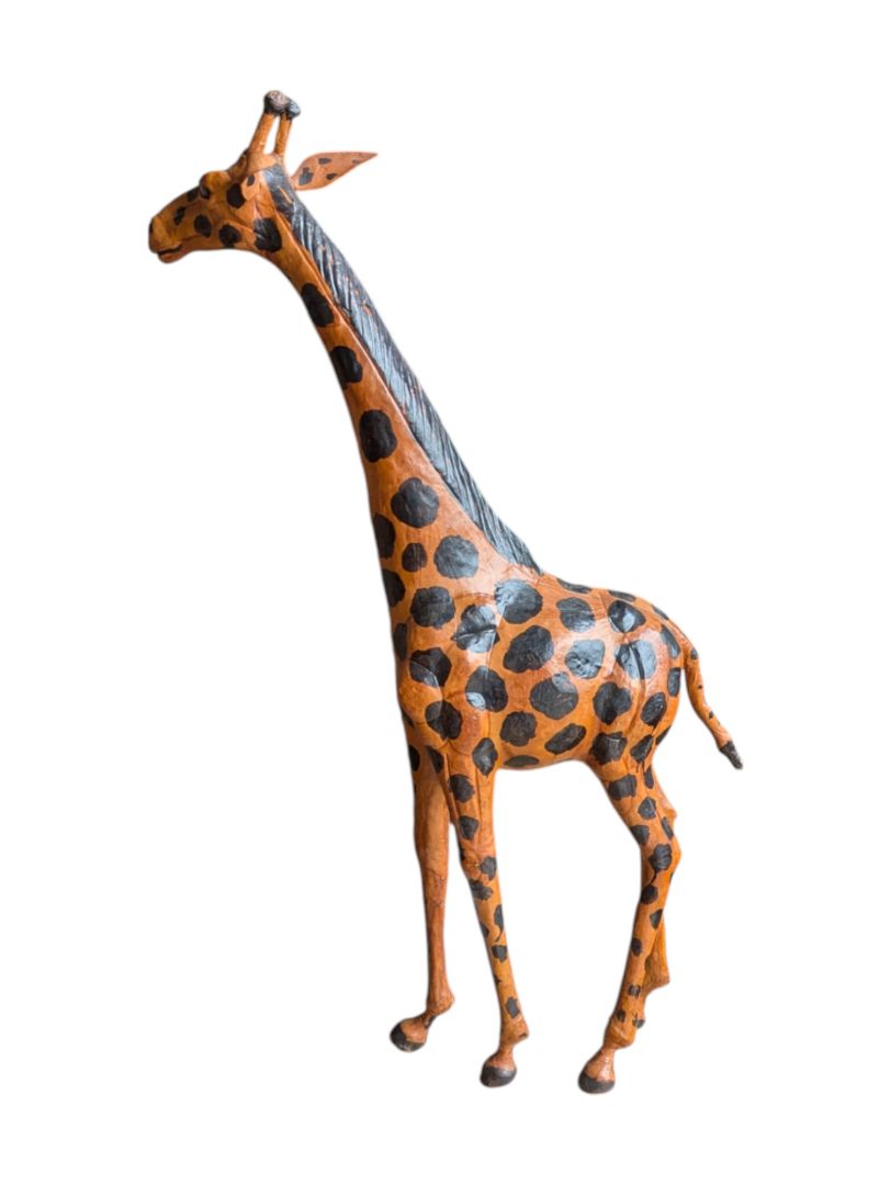 Genuine Leather Giraffe Sculpture