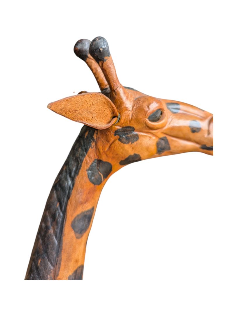 Genuine Leather Giraffe Sculpture
