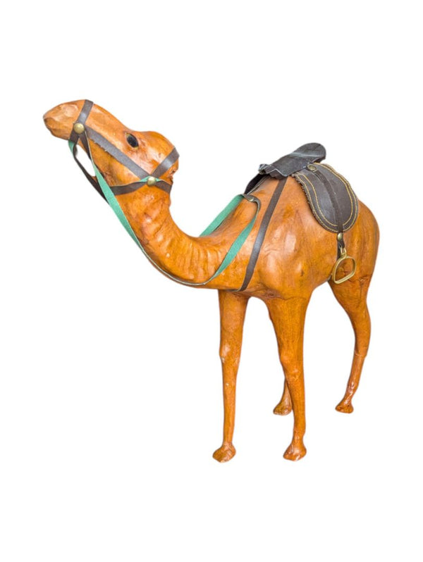 Genuine Leather Standing Camel Sculture