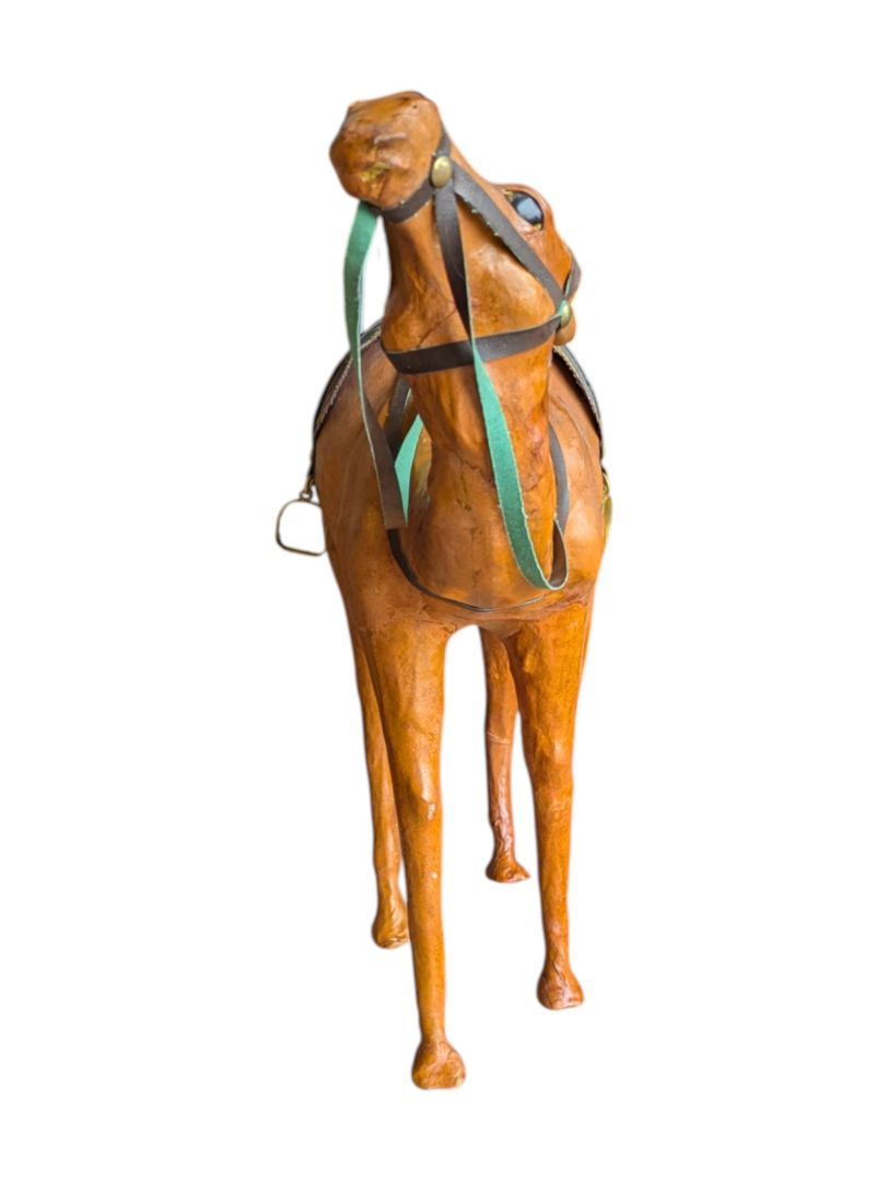Genuine Leather Standing Camel Sculture