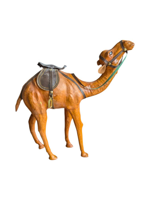 Genuine Leather Standing Camel Sculture