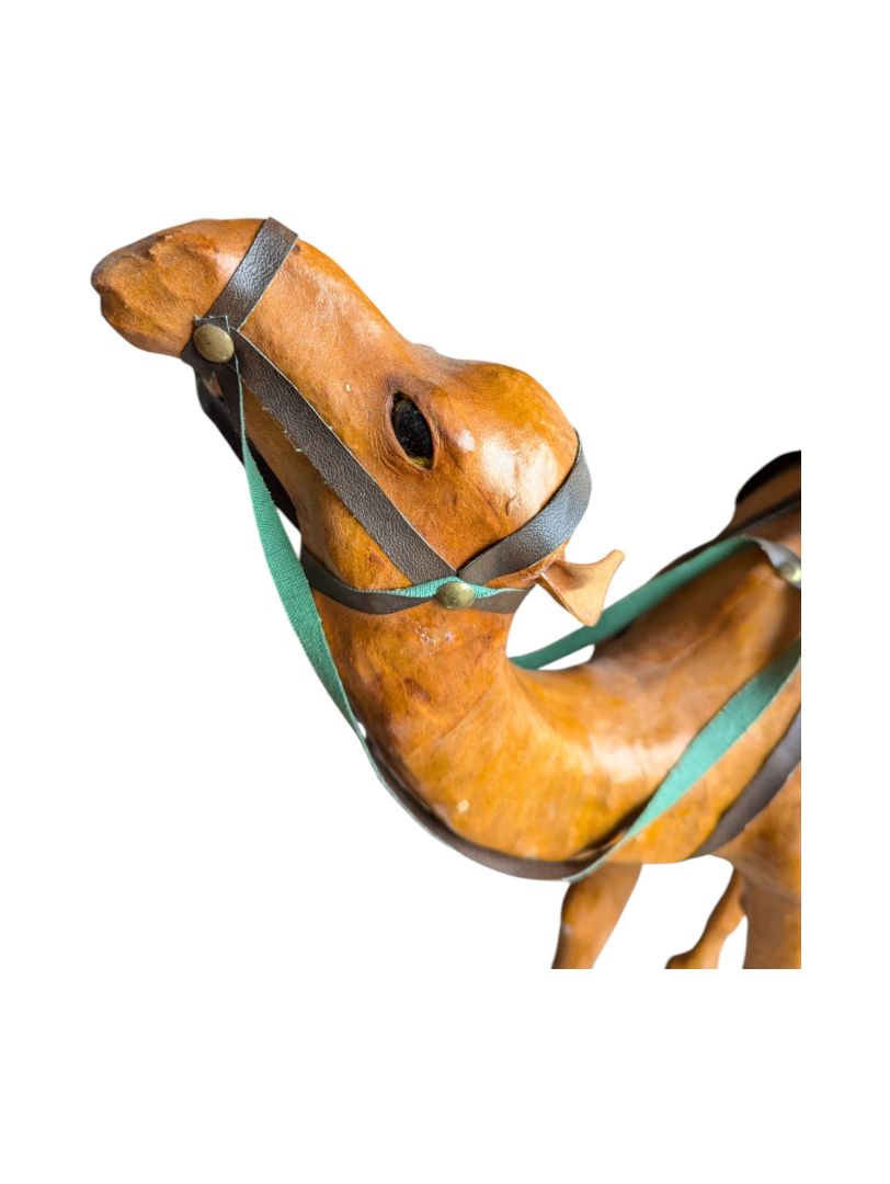 Genuine Leather Standing Camel Sculture