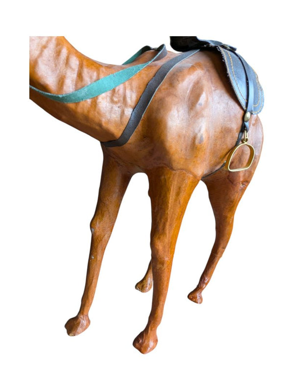 Genuine Leather Standing Camel Sculture