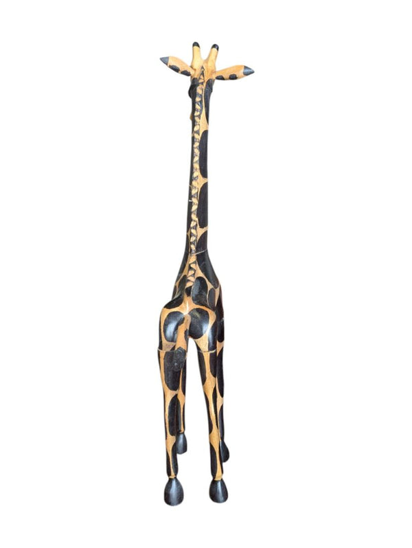 Pair of 2 Wooden Giraffe Sculptures