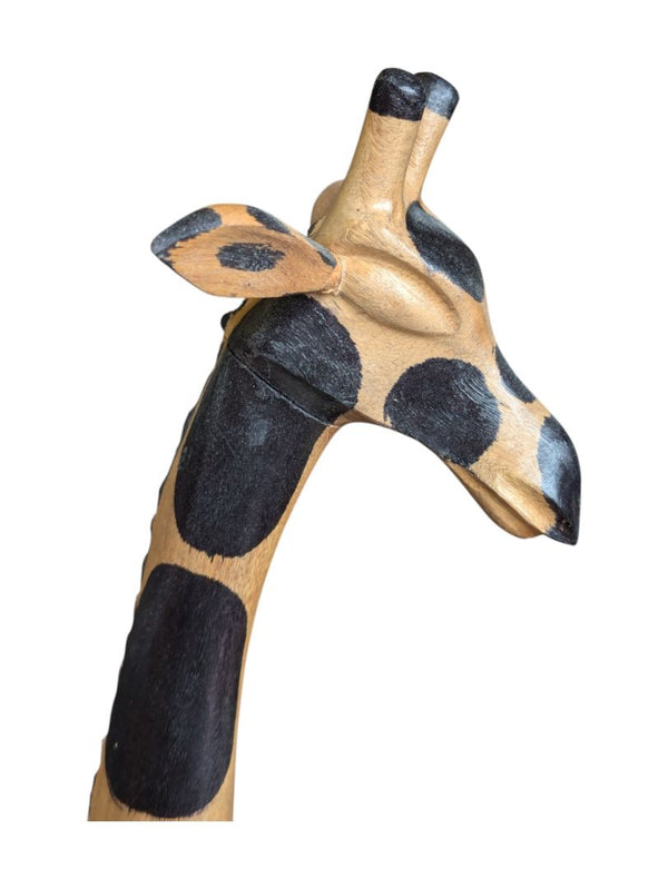 Pair of 2 Wooden Giraffe Sculptures