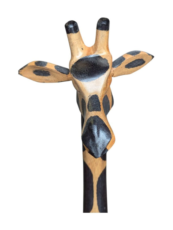 Pair of 2 Wooden Giraffe Sculptures