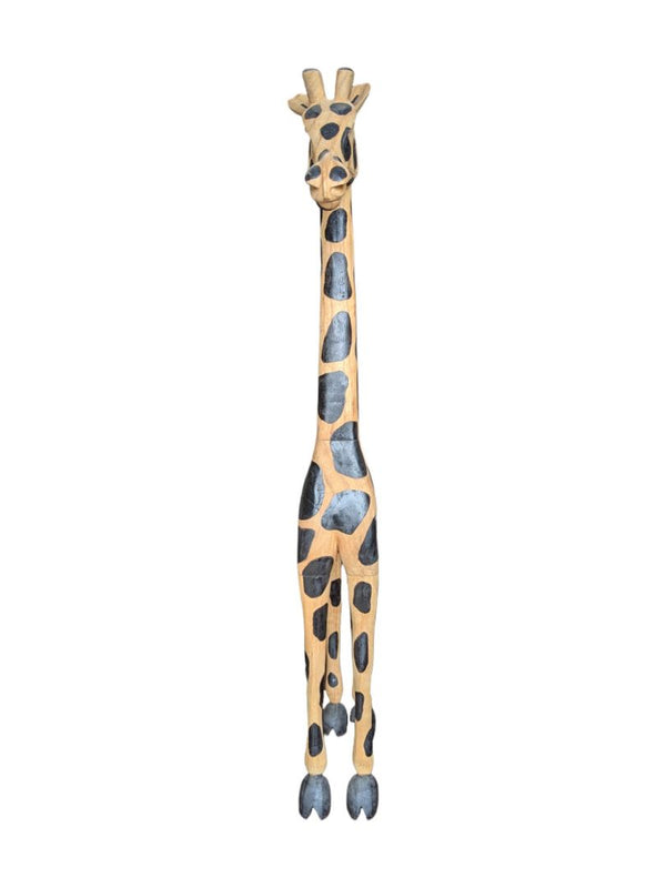 Pair of 2 Wooden Giraffe Sculptures
