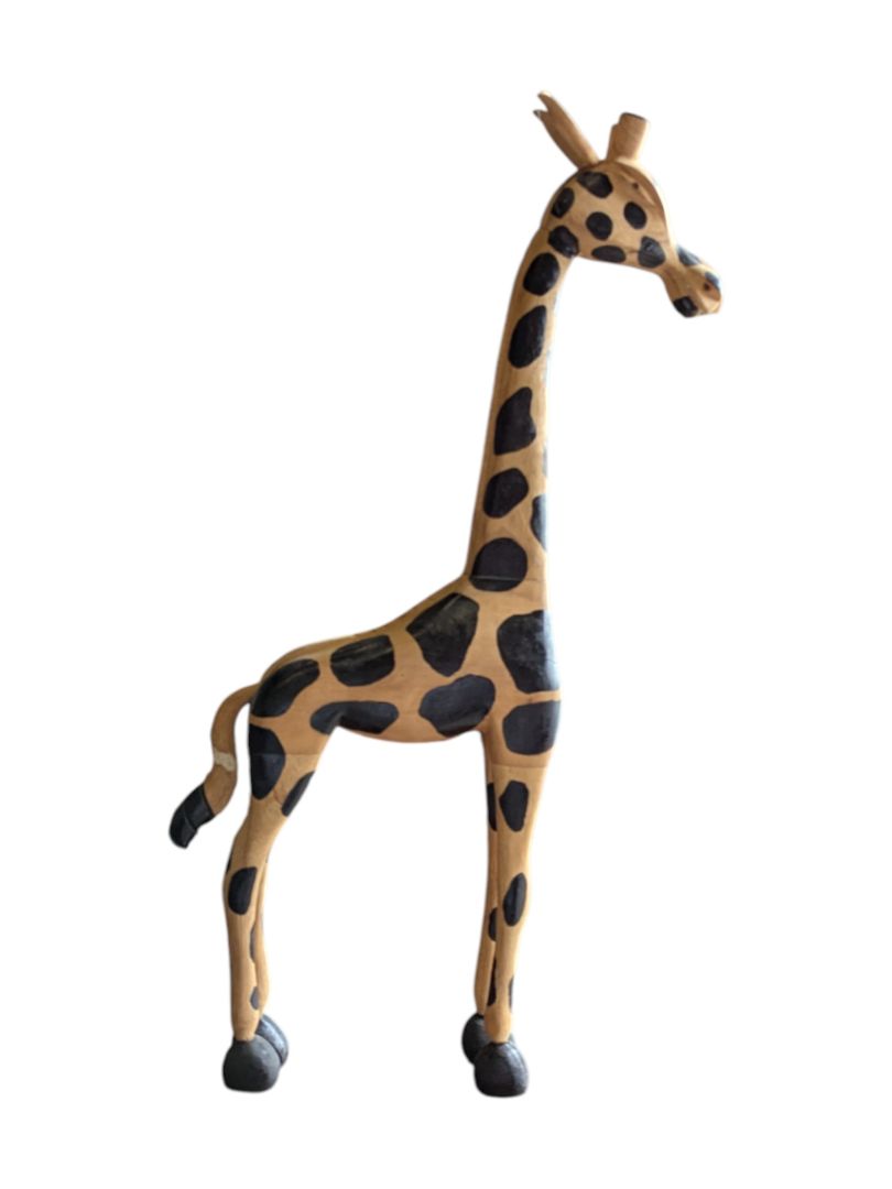 Pair of 2 Wooden Giraffe Sculptures