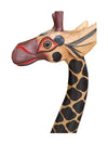 Pair of 2 Red-eyed Wooden Giraffes