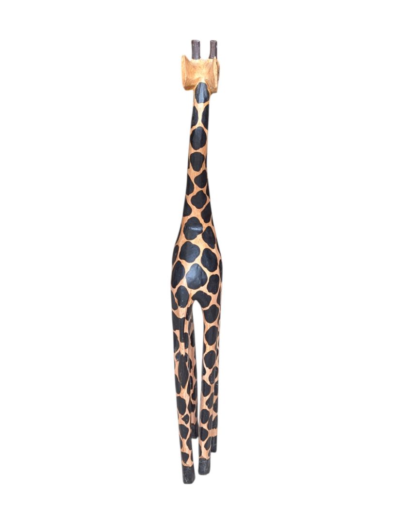 Pair of 2 Red-eyed Wooden Giraffes