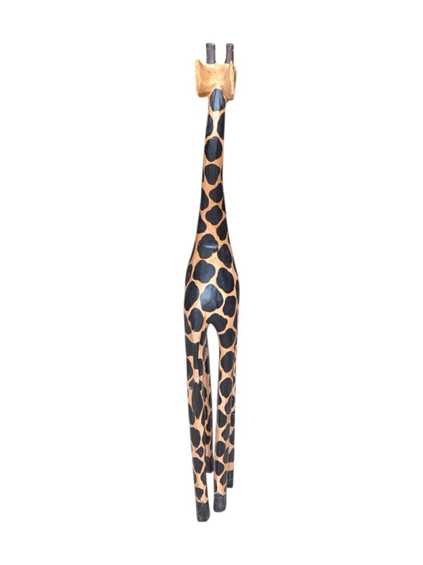 Pair of 2 Red-eyed Wooden Giraffes