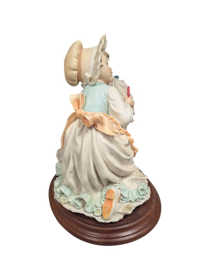 A. Belcari Girl and Dog Capodimonte Porcelain Sculpture