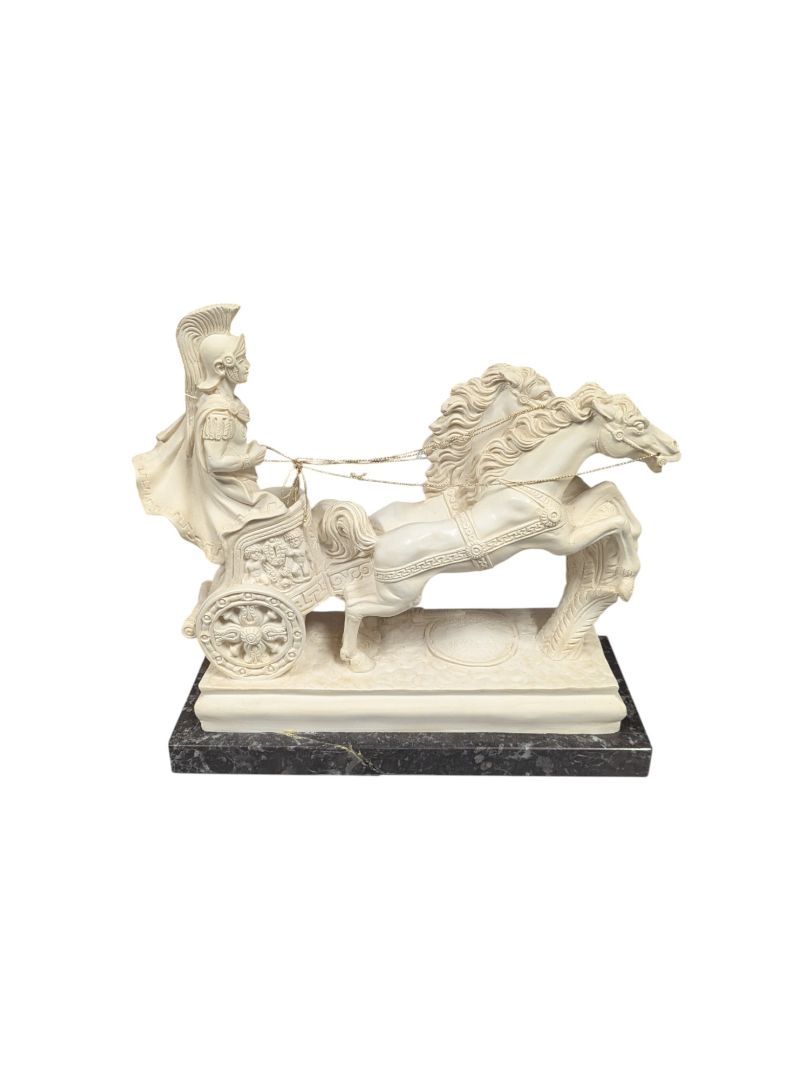 Lorenzo Toni - Roman Gladiator on Chariot Alabaster Statue