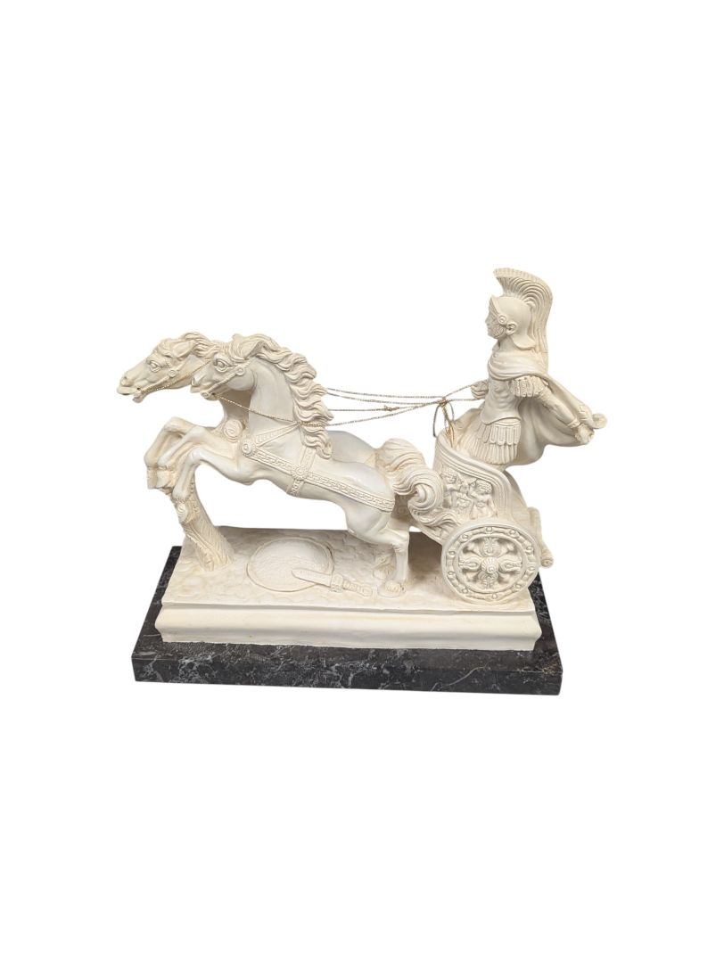 Lorenzo Toni - Roman Gladiator on Chariot Alabaster Statue