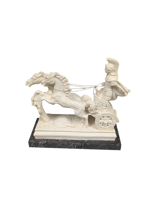 Lorenzo Toni - Roman Gladiator on Chariot Alabaster Statue