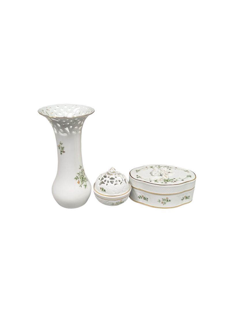 Vintage Hollohaza Hungary Porcelain China Set (set of 3)