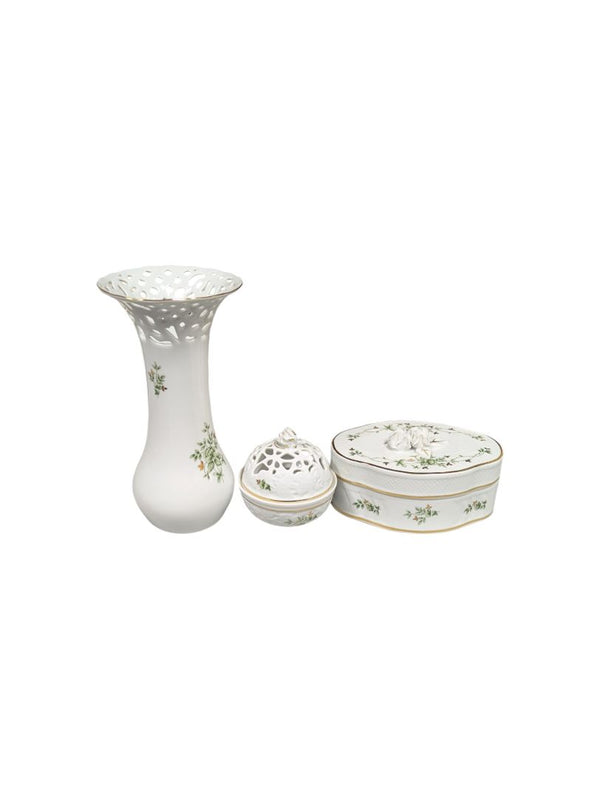 Vintage Hollohaza Hungary Porcelain China Set (set of 3)
