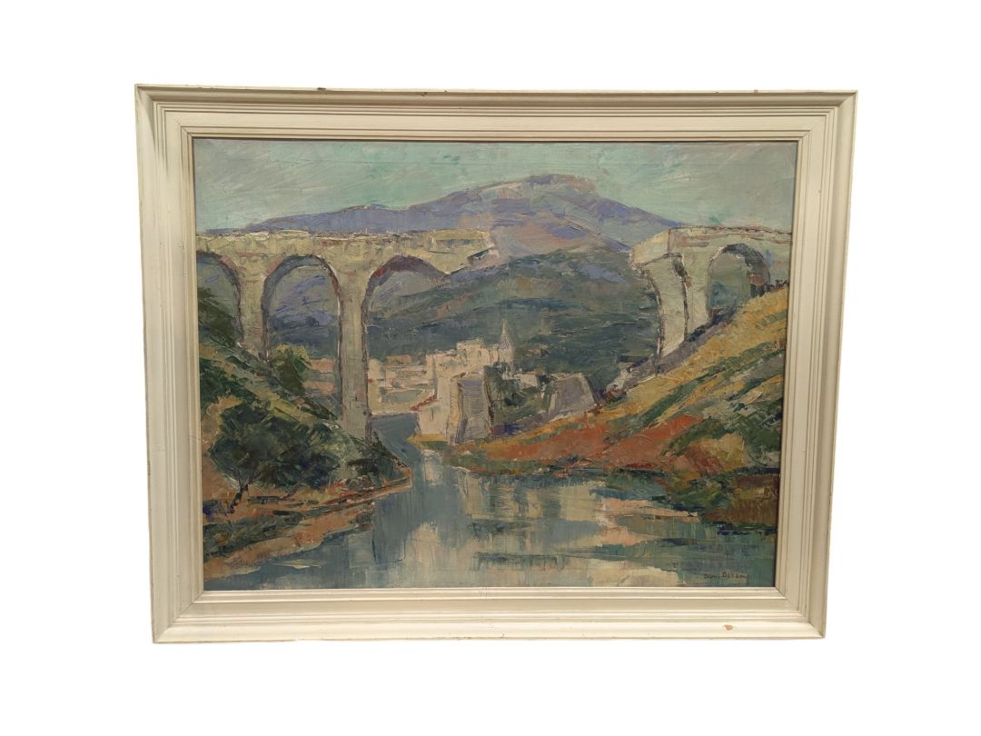View of Brigde in Palaiseau, Paris Original Oil Painting by Daniel Bekking