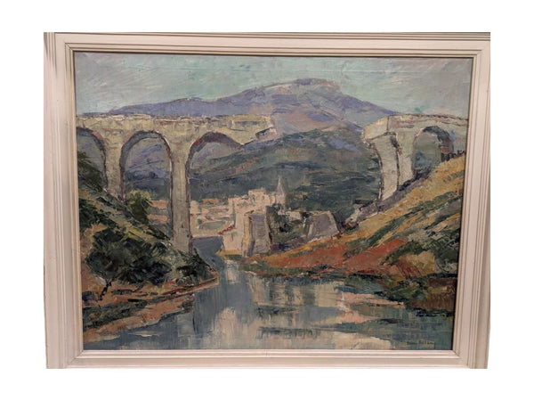 View of Brigde in Palaiseau, Paris Original Oil Painting by Daniel Bekking