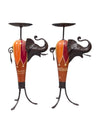 Pair of African Elephant Metal Candle Holder