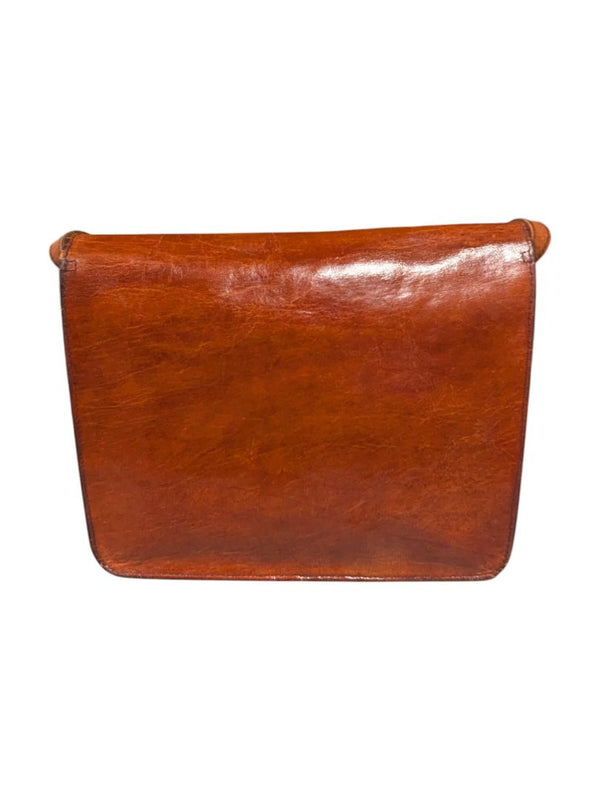 Vintage 70s Handmade Crossbody Leather Satchel Handbag