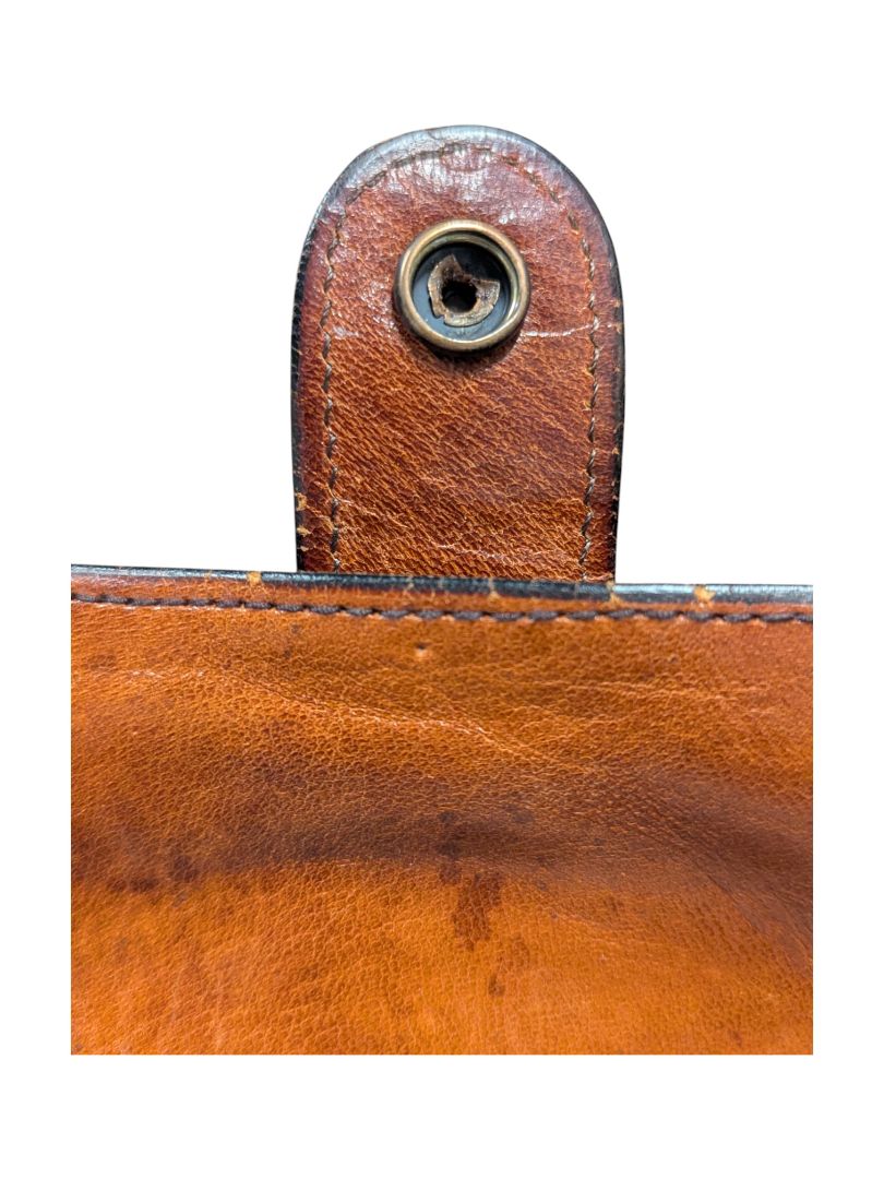 Vintage 70s Handmade Crossbody Leather Satchel Handbag
