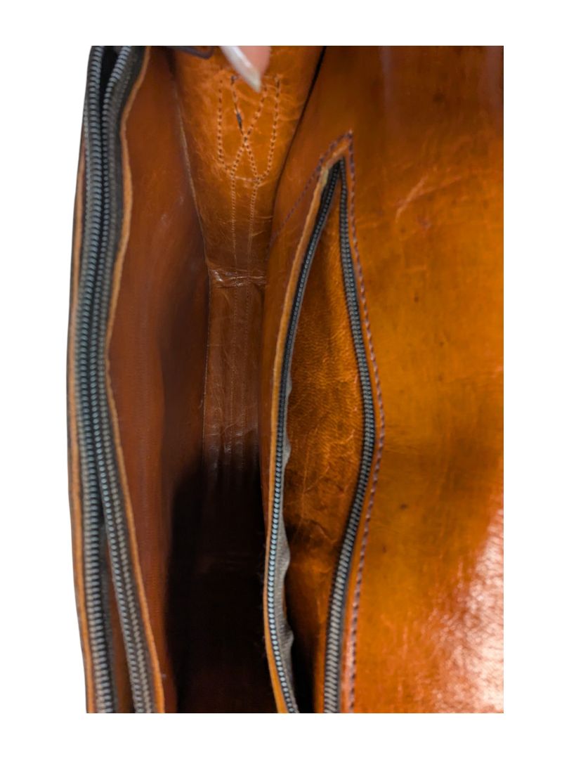 Vintage 70s Handmade Crossbody Leather Satchel Handbag
