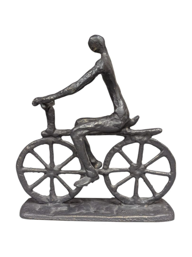 Vintage Welded Metal Bicyclist Sculpture