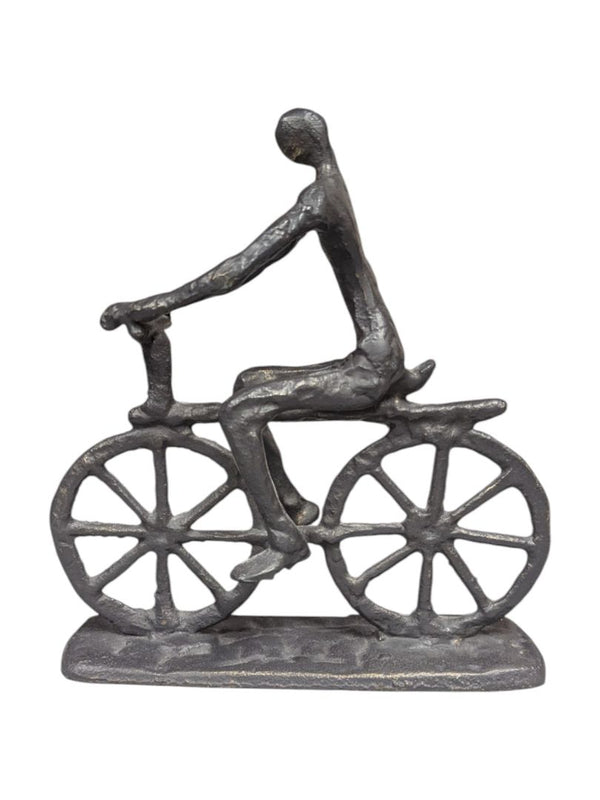 Vintage Welded Metal Bicyclist Sculpture