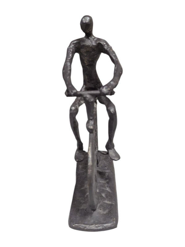 Vintage Welded Metal Bicyclist Sculpture