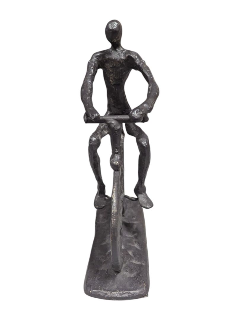 Vintage Welded Metal Bicyclist Sculpture