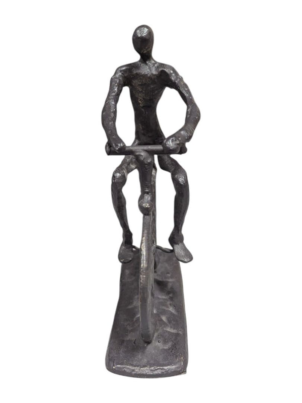 Vintage Welded Metal Bicyclist Sculpture