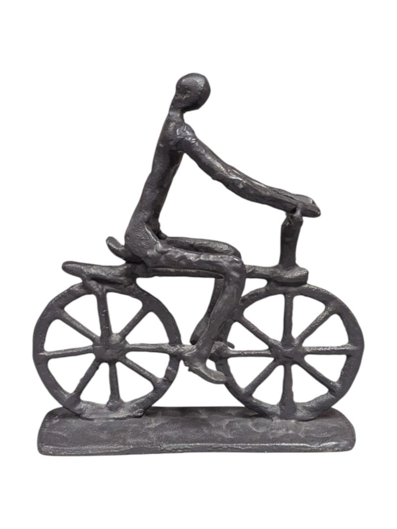 Vintage Welded Metal Bicyclist Sculpture