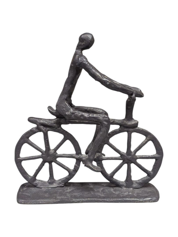 Vintage Welded Metal Bicyclist Sculpture