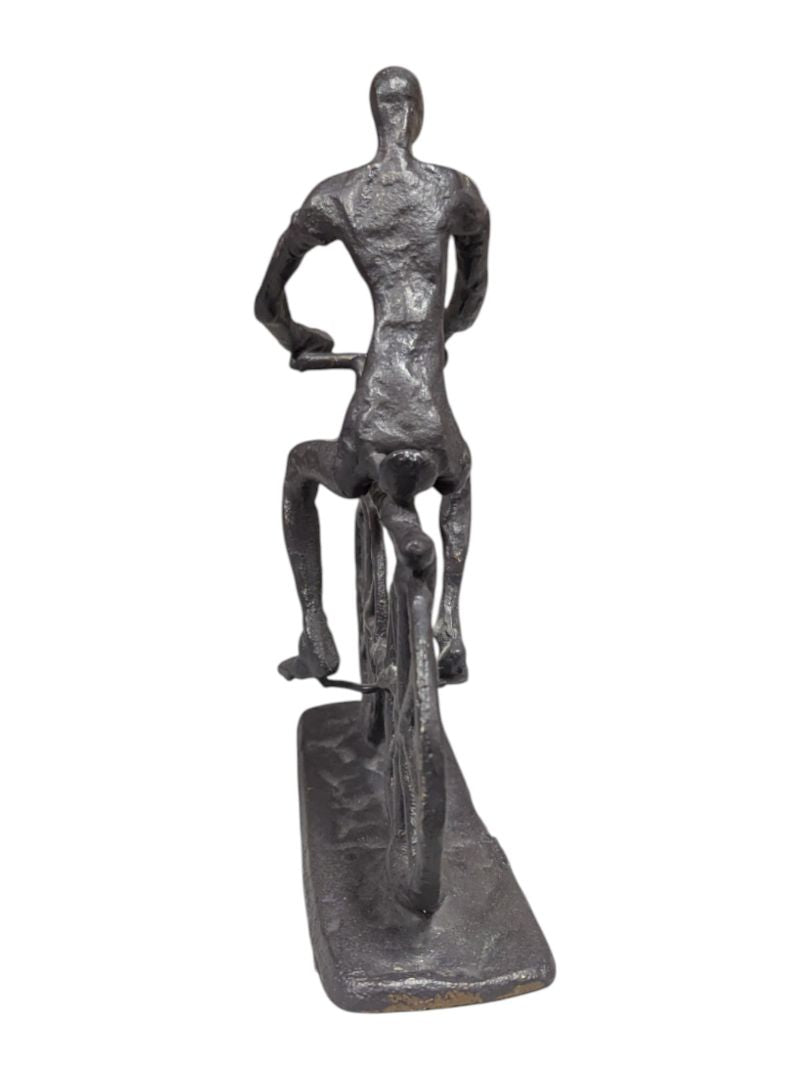 Vintage Welded Metal Bicyclist Sculpture