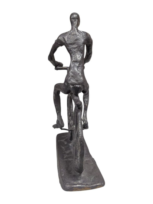 Vintage Welded Metal Bicyclist Sculpture