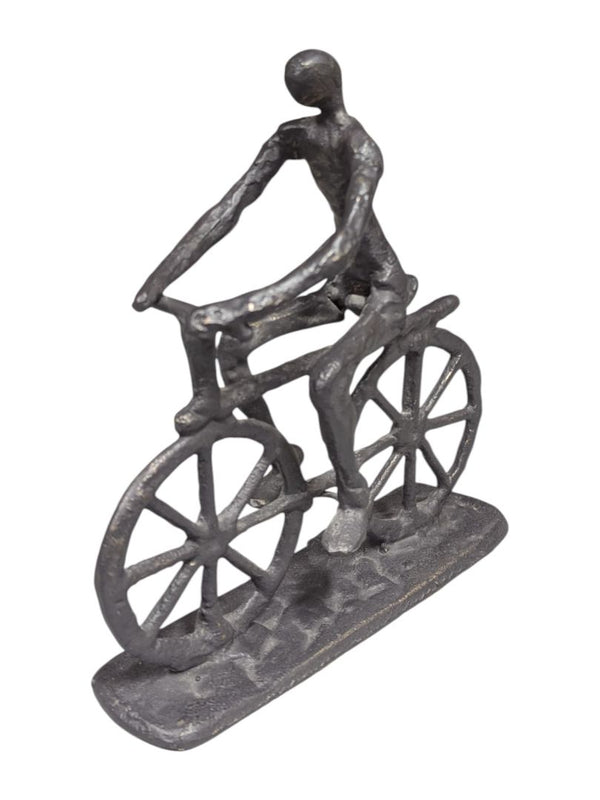 Vintage Welded Metal Bicyclist Sculpture