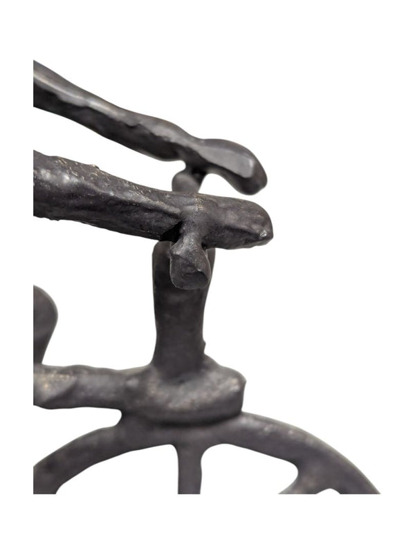 Vintage Welded Metal Bicyclist Sculpture