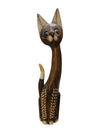 Pair of Hand Carved & Painted Folk Art Standing Cat Statues