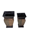 Pair of Lightweight Green & Golden Colour Metal Planter