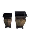 Pair of Lightweight Green & Golden Colour Metal Planter