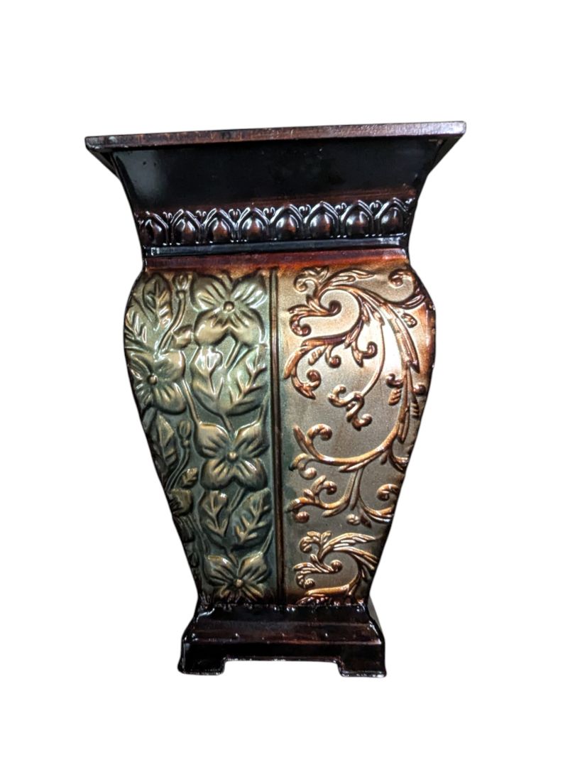 Pair of Lightweight Green & Golden Colour Metal Planter